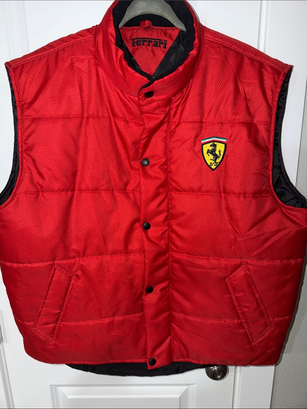 Ferrari Red Quilted Vest with Shield Emblem